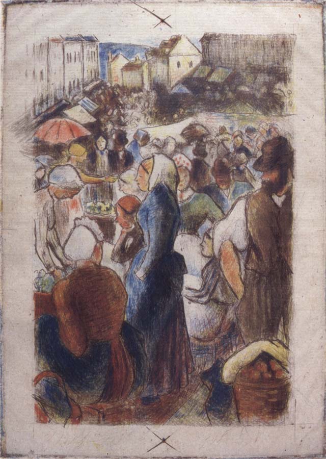 Camille Pissarro Market at Gisors rue Cappeville